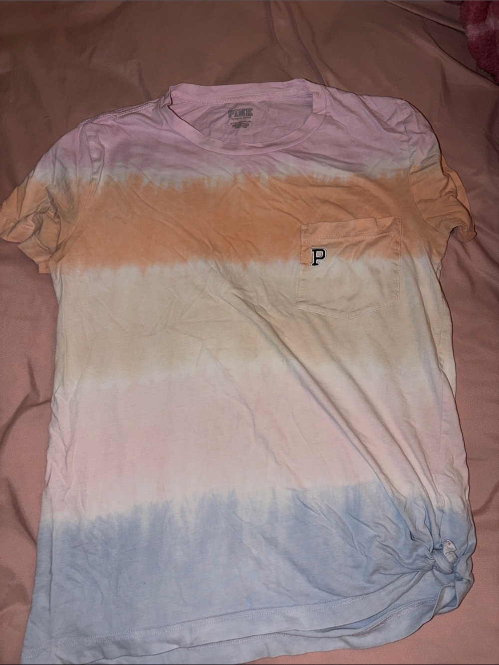 PINK Victoria's Secret women’s  Tie-Dye Pocket Tee in Pink, Orange, Blue